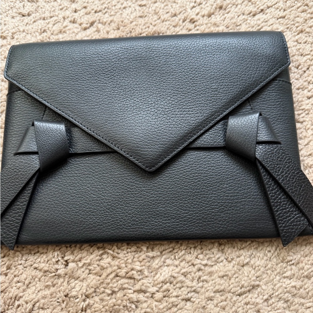BCBGMaxAzria Black Leather Bow Clutch